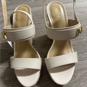 Michael Kors Women's Ina Wedge Elegant Cream Sandals